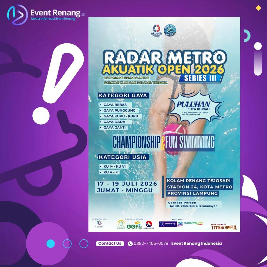 Antar Perkumpulan & Pelajar RADAR METRO AKUATIK OPEN 2026 Series III