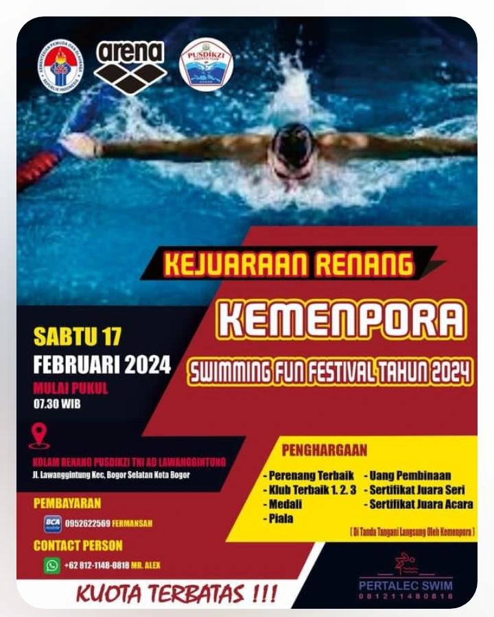 Kejuaraan Renang Kemenpora - KR Pusdiklat TNI AD Lawanggintung Kec 2024